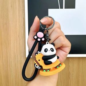Cute Panda 3D Plush Carabiner Silicone Rubber Keychain for Boys Girls Student Backpack <b>Car</b> Pendant Promotional Gift <b>Key</b> <b>Chains</b> - Product Image 4