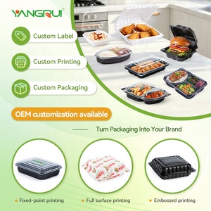 Contenedor Apilable para Comida para Llevar, Apto para Microondas, 3 Compartimentos, 8x8 Pulgadas, MFPP, Negro, con Tapas Abatibles para QSR - Product Image 5
