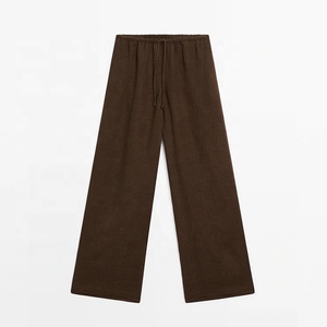 Nouveau design <span class=keywords><strong>pantalon</strong></span> doux en coton et <span class=keywords><strong>lin</strong></span> mélangé pour femmes, respirant, léger, <span class=keywords><strong>pantalon</strong></span> droit de <span class=keywords><strong>grande</strong></span> <span class=keywords><strong>taille</strong></span> - Product Image 5