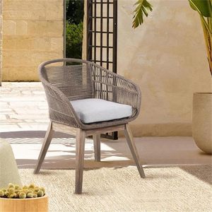 <span class=keywords><strong>Armen</strong></span> Living Tutti Frutti, silla de comedor moderna, luz de madera de eucalipto, cuerda de trufa, cojín gris duradero para Villa, sala de estar - Product Image 1