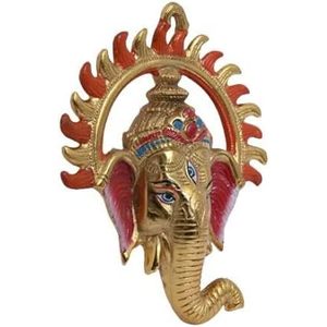PARIJAT HANDICRAFT Aluminio Ganesha Idol Estatua colgante de pared de Latón para Decoración de puerta y regalo Escultura elegante-03 Decoración de pared - Product Image 4