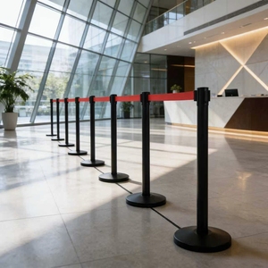 Cheap Crowd Control <strong>barrier</strong> Commercial Grade Round Base <strong>Barrier</strong> With Reinforced 63mm Stainless Steel Pole And 2m Retractable Belt - Product Image 3