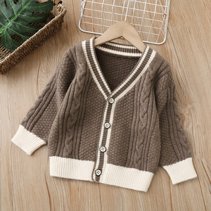 Cardigan pour enfants à manches longues, couleur unie, tricot, vêtements pour bébé, chandails chauds pour filles - Product Image 3