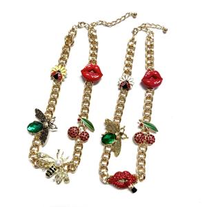 טרנד אופנה חדשה, שרשרת קוביה, שרשרת קסם דובדבן שרשרת זהב גושי טון זהב גושי רב-תליון תכשיטים - Product Image 1