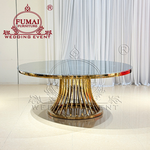 Vente en gros d'usine de tables de banquet rondes d'occasion en acier inoxydable avec miroir à vendre - Product Image 3