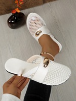 Sandales plates pour femmes en maille respirante à bout fermé, style filet, antidérapantes, vente en gros d'usine