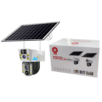 Caméra IP WiFi à double objectif alimentée par énergie solaire, caméra de sécurité solaire extérieure 4G avec vue panoramique, détection de mouvement PIR, audio bidirectionnel