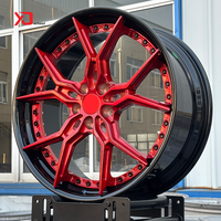 Juego de Dos Ruedas Forjadas de Alta Gama en Negro Brillante y Rojo Pulido de 18 19 20 21 22 5*114.3 5*120 5*127 para Mustang Challenger Camaro