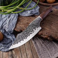 Couteau de boucher professionnel de 7 pouces-Couteau de cuisine en acier inoxydable avec manche en bois pour hacher la viande