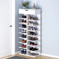 Moderno Gabinete Flotante de Madera para Zapatos con Puertas, Protección Antipolvo, Diseño Modular, 6 Estantes, Capacidad para 20-23 Pares, para Sala de Estar