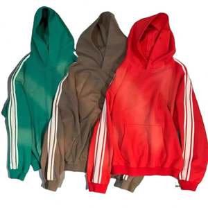 OEM Wholesale High Quality <b>Men's</b> Striped Hoodies Heavyweight Design <b>Men</b> Acid Wash Distressed <b>Hoodie</b> for <b>Men</b> - Product Image 1