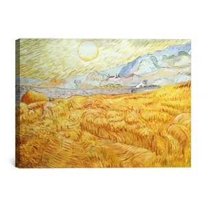 Champ de blé derrière l'hôpital Saint Paul avec un faucheur par Van Gogh reproduction artistique faite à la main peinture à l'huile sur toile