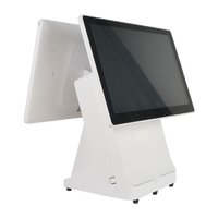 15.6 inci layar ganda Desktop Register tunai titik penjualan sistem Pos Built-In 80mm Thermal Printer kasir pemasok