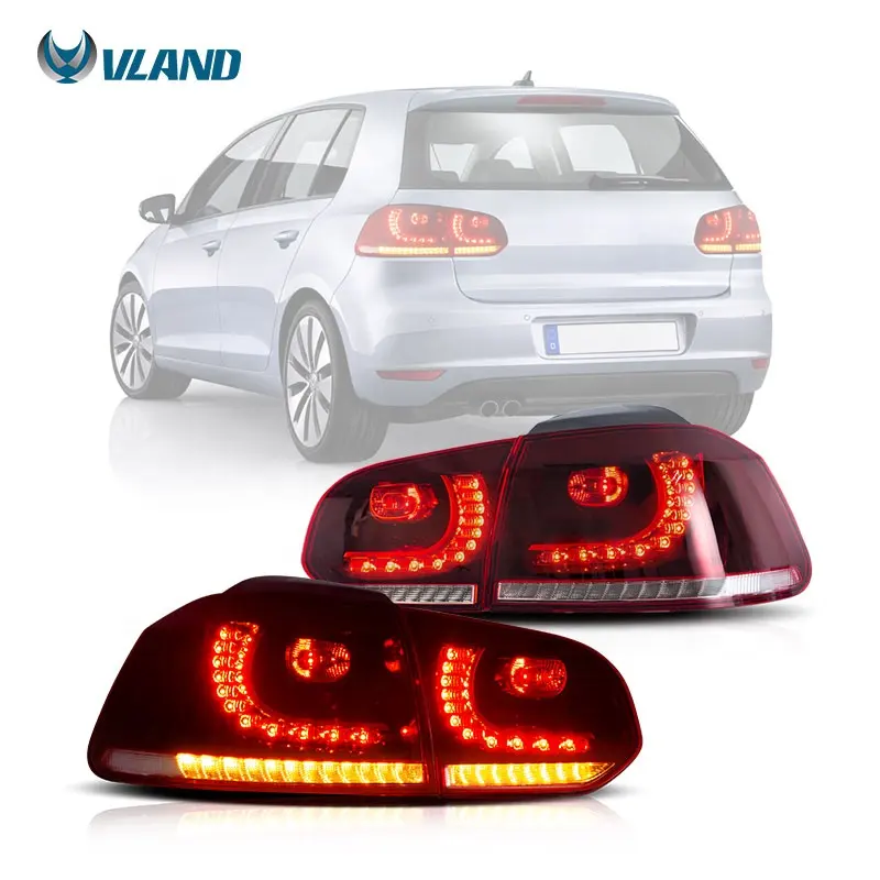 VLAND Factory Wholesales LED Taillights Rear Light mk6 GOLF6 R 2008 2009-2013 Sequential Lamp For VW golf 6 tail light
