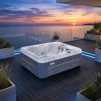 Bain à remous carré moderne VIRLUX en acrylique pour couples, 25 jets d'hydrothérapie, écologique, panneau de commande intelligent, utilisation extérieure