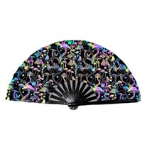 Éventail pliant personnalisé FAREA 33 cm, imprimé holographique, grand éventail en bambou KongFu en nylon réfléchissant pour soirée nocturne en club