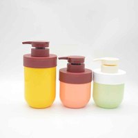 300ml 400ml 500ml Bouteille de lotion ronde Bouteille de pompe ronde en plastique colorée Soins du corps Conteneur d'emballage cosmétique Bouteille de shampooing
