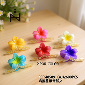 Fermagli per capelli a forma di fiore Tn Egg in acrilico, 12 cm, stile dolce, per uso quotidiano da donna, 2 pezzi per colore, scatola da 600 pezzi. - Product Image 3