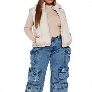 Gilet matelassé sans manches en tricot chaud pour femme, motif losanges, imperméable, décontracté, pour l'hiver, services OEM - Product Image 1