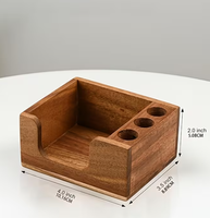 Organisateur de bureau moderne en bois d'acacia avec distributeur de notes adhésives, taille personnalisable, étagère de rangement multifonctionnelle