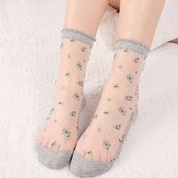 2023 printemps et été fabricant femmes verre bas coton mince cristal femme mode Transparent chaussettes en gros