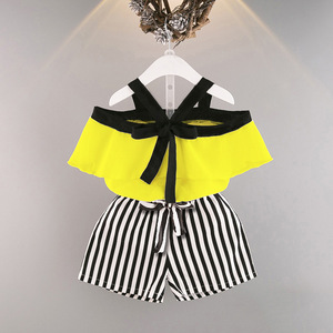 Hot Sale Baby <b>Girl</b> Clothes Sleeveless Top+ Printed Stripe Pants <b>Skirts</b> 2pcs Boutique Kids <b>Girls</b> Clothing Sets - Product Image 1