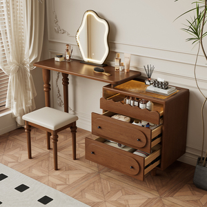 Miroir de coiffeuse moderne simple en bois massif Style ancien petite <span class=keywords><strong>chambre</strong></span> bureau d'angle de <span class=keywords><strong>maquillage</strong></span> rangement intégré salon - Product Image 6