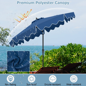 Modern Ekstra Büyük UV Koruyucu Rüzgar Geçirmez Veranda Şemsiyesi Açık Hava Şemsiyesi Havuz Kenarı Yuvarlak Mavi Krank Kolu Eğimli - Product Image 2