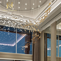 Lustre en verre à LED pour escalier de mariage, décoration d'intérieur de style contemporain, hôtel, villa, centre commercial