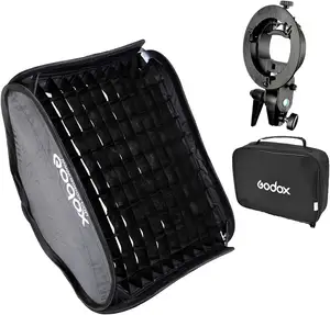 Godox S Type Bracket Bowens Holder S Mount Holder con plegable 60x60cm /24x24 pulgadas Softbox y Honeycomb Grid & Bag Kit para