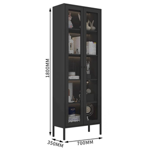 Modern pembe <span class=keywords><strong>Metal</strong></span> esnek cam kapı dosya dolabı çelik dolap yatak odası mutfak ev ofis ve okul oturma odası için - Product Image 4