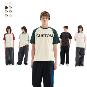 T-shirts pour hommes de haute qualité avec logo personnalisé, 100% coton, tricotés, manches raglan, design uni, coupe ample, vente en gros - Product Image 1