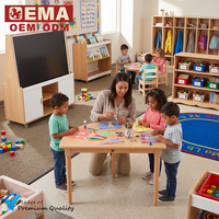 Système de bureau modulaire pour enfants en bois massif EMA, table d'étude en bois extensible et combinable pour répondre aux besoins d'une famille en croissance