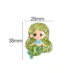Breloque en résine Iabubu Kawaii sirène HK, motif dessin animé peint à la main, à dos plat, avec paillettes, pour coque de téléphone portable et fabrication de bijoux, vente en gros - Product Image 6