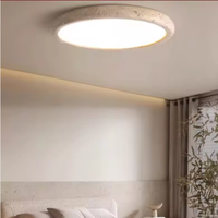 Luminaire LED moderne de salon de forme ronde en pierre de travertin naturel beige, anneau fin, surface en travertin, montage mural, personnalisable