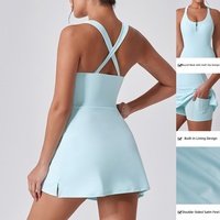 Robe de sport sans couture en Spandex/Nylon anti-transpiration à fines bretelles, style européen et américain, nouvelle collection été