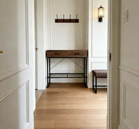 Table console moderne en fer et bois avec 2 tiroirs pour salon et table d'appoint pour hôtel pour salon Tiroir en bois