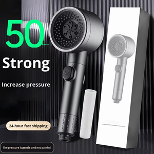 Custom Packing Black 5 Functions <strong>Rainfall</strong> <strong>Shower</strong> <strong>Head</strong> <strong>with</strong> Stop Purify Water One-Key Pause Massage High Pressure Filter <strong>Shower</strong> - Product Image 1
