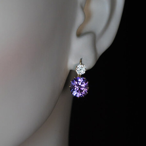 Orecchini Pendenti Geometrici Minimalisti Viola per Donne, Eleganti Gioielli che Valorizzano il Viso - Product Image 4