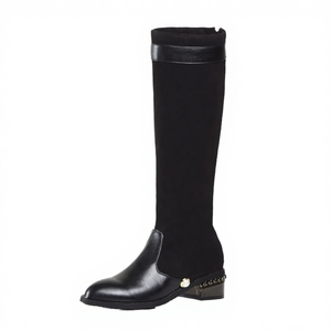 Winter Autumn Women Knight Knee-High Calf High <b>Boots</b> Pointed Toe Zip Closure Rubber Outsole Flat Booties - Product Image 3