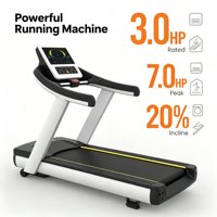 Konsol Layar Data LED Treadmill Gym Komersial Berkinerja Tinggi 0-20% Kemiringan Otomatis Sensor Detak Jantung Tangan Penghenti Darurat Aman