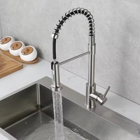 Robinet de cuisine à ressort coulissant de style américain en acier inoxydable 304 avec eau chaude et froide