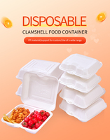 Boîte à lunch jetable moderne en plastique de 9 pouces, 2 compartiments, couvercle à charnière, écologique, pour plats à emporter, pique-nique, emballage alimentaire, rangement