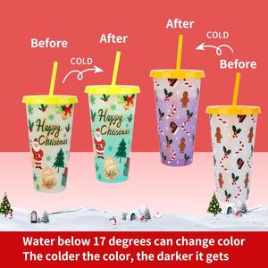Christmas Theme 24oz Sublimation Custom Travel <b>Coffee</b> Mug Printed Logo Pattern Straw Tumbler Reusable Cold Drinks - Product Image 4