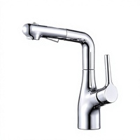 Robinet de cuisine télescopique en alliage de cuivre avec douchette extractible pour évier, mitigeur chaud-froid à poignée unique et cartouche céramique