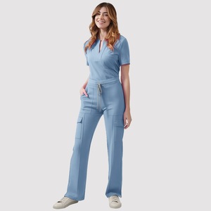 Divisa Medica con Scollo a V per Dottori e Infermieri, Camice Chirurgico Monocolore, Completo con Top e Pantaloni <span class=keywords><strong>Cargo</strong></span> per Uomo e <span class=keywords><strong>Donna</strong></span> - Product Image 3