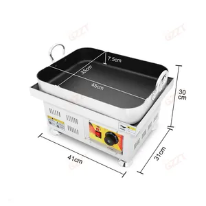 NG Gas Lpg Fried Rice Cake Grill Oven Making Machine non-stick Coating Flat Pan Grill With Ce Commercial Electric Toppoki Maker