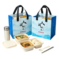 Sac à lunch léger en tissu non tissé à ouverture large, personnalisé et à soufflets, en stock