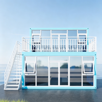 Vente en gros de maisons préfabriquées en conteneurs sur mesure à 2 étages, villa modulaire en verre, maison préfabriquée en conteneurs avec escalier et balcon