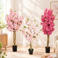 Arbre artificiel suspendu en fleurs de cerisier 150 cm, plante de sakura en soie artificielle détachable pour la décoration de plafond d'hôtel et de maison